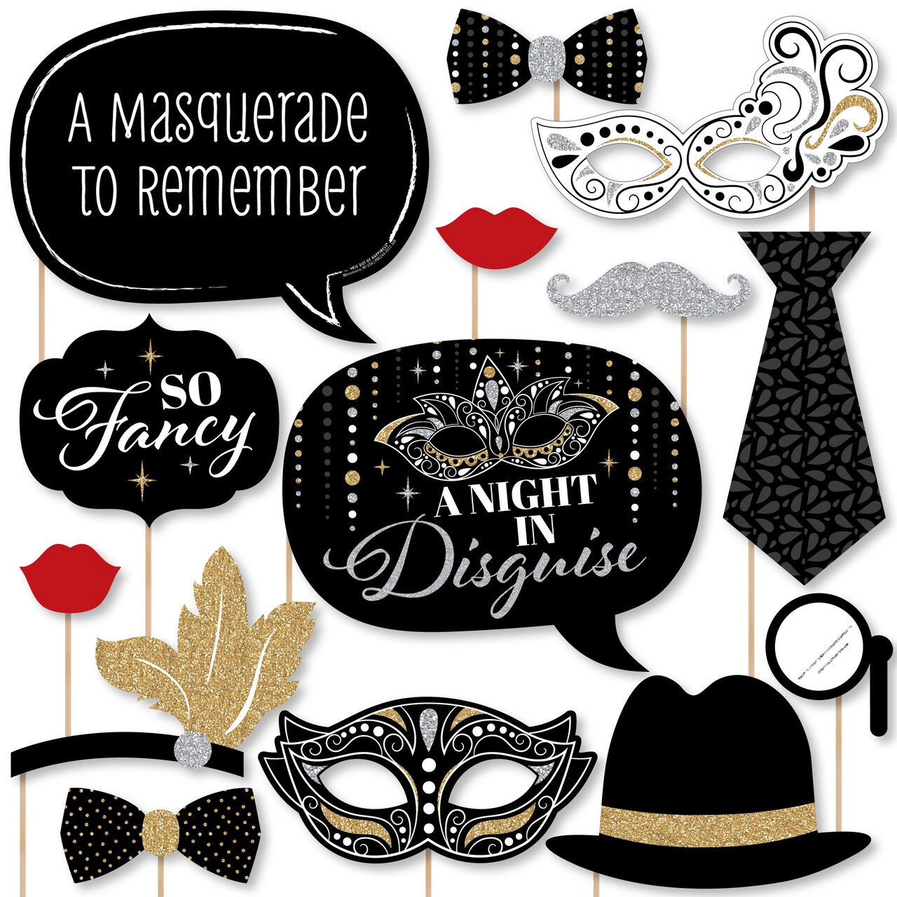 Big Dot of Happiness Masquerade - Carnival Mask Party Photo Booth Props Kit - 20 Count